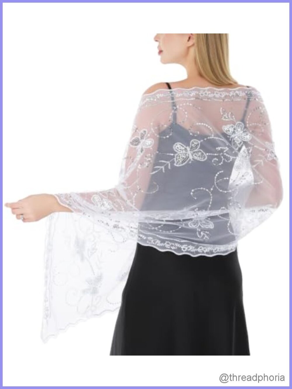Sequined Butterfly Shawl Wrap for Evening Dress Bridal Prom Party